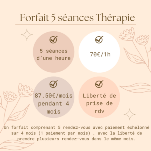 Forfait 5 séances d’1h00   Paiement en 4 Fois possible